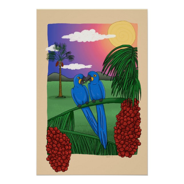 Póster The Blue Macaw and the acuri coconut (Anverso)