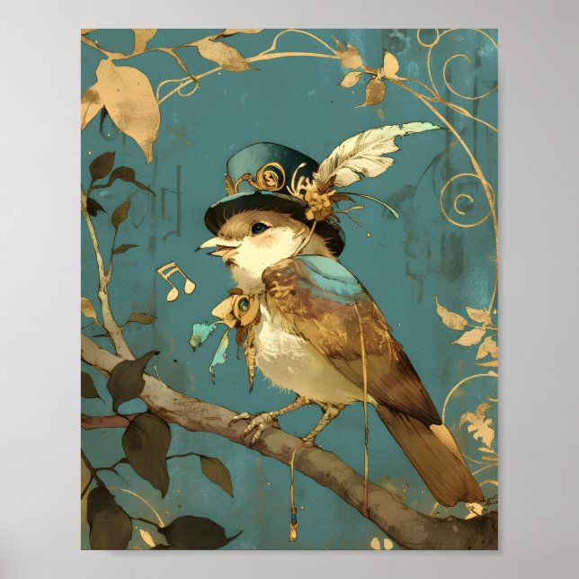 Póster The blue songbird | Design for Nursery Wall Art (Frente)