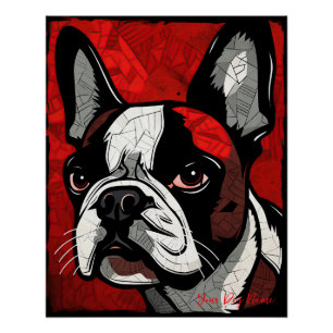 Póster The Boston Terrier Dog, Red and Black 001 - Ulises
