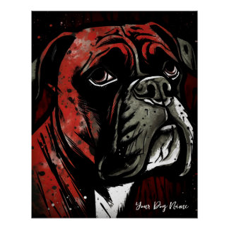 Póster The Boxer Dog, Red and Black 004 - Ulises Dallaire