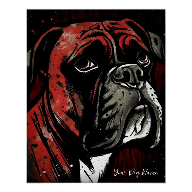 Póster The Boxer Dog, Red and Black 004 - Ulises Dallaire (Anverso)