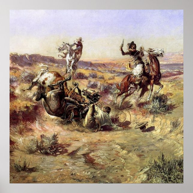 Póster "The Broken Rope" por Charles M Russell (Frente)