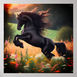 Póster The Bucking Black Stallion Poster on 24x24 Poster