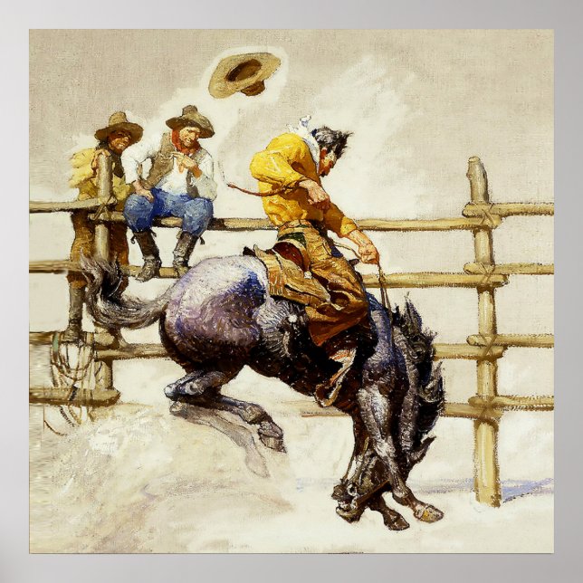 Póster "The Bucking Bronco" Por NC Wyeth (Frente)