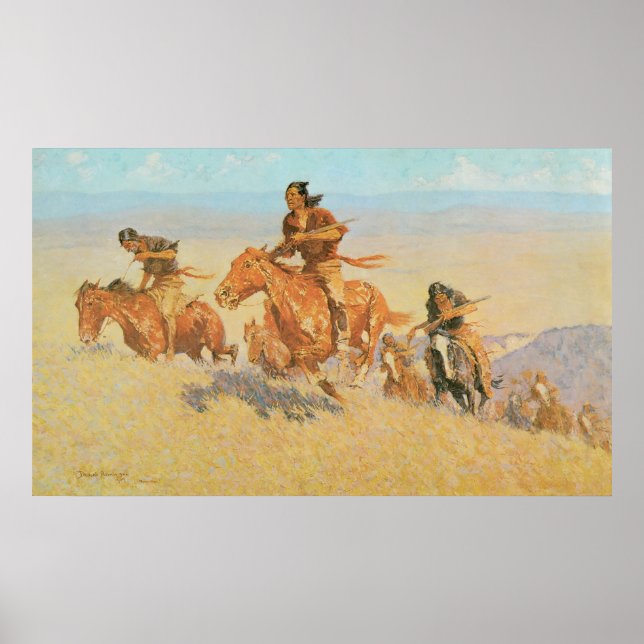 Póster The Buffalo Runners, Big Horn Basin by Remington (Frente)