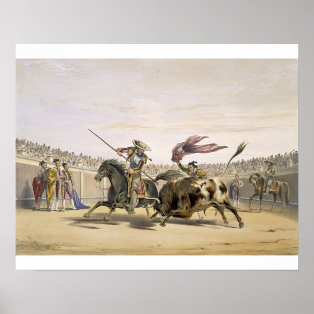 Póster The Bull Following up the Charge, 1865 (colour lit (Frente)