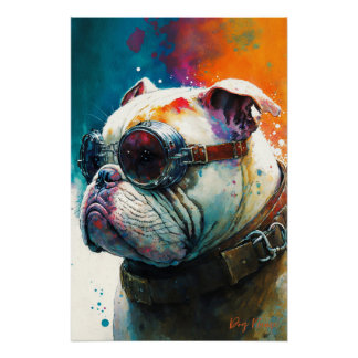 Póster The Bulldog With Sunglasses - Composition 010