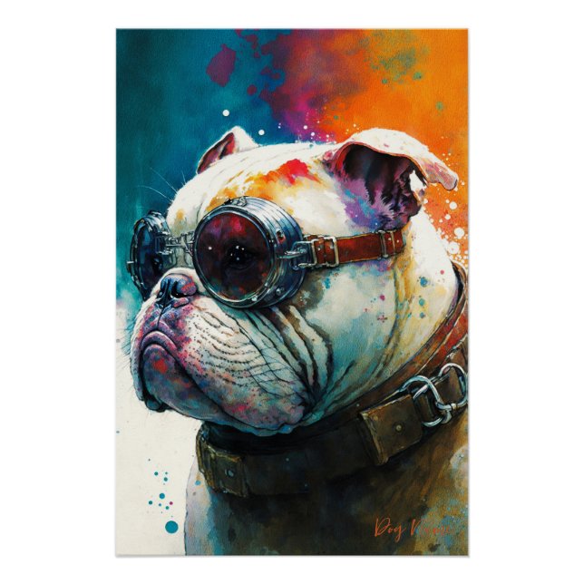 Póster The Bulldog With Sunglasses - Composition 010 (Anverso)