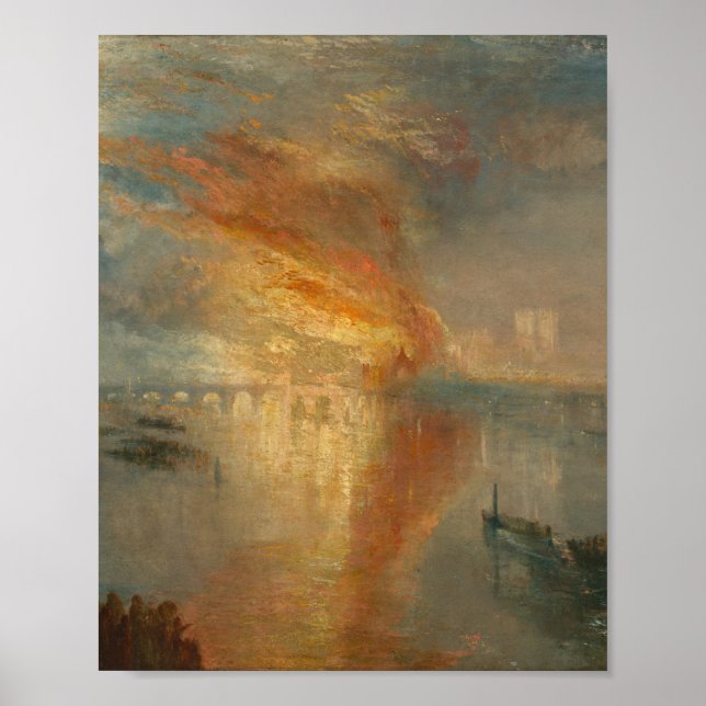 Póster The Burning of the Houses of Parliament - Turner (Frente)
