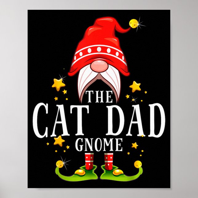 Póster The Cat Dad Gnome Christmas Matching For Men Women (Frente)