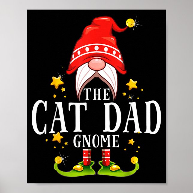 Póster The Cat Dad Gnome Christmas Matching For Men Women (Frente)