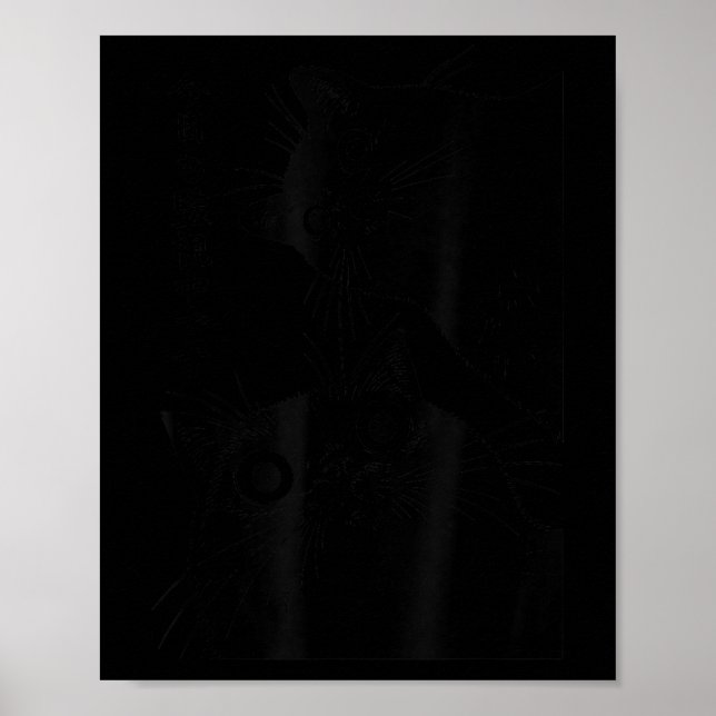 Póster The Cat Is Watching Today Funny Japanese Black Cat (Frente)