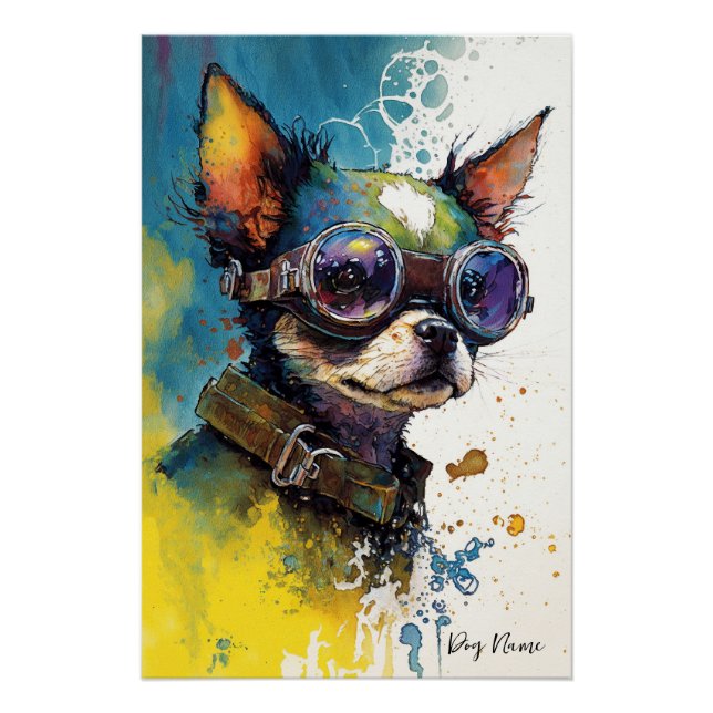 Póster The Chihuahua Dog With Sunglasses - Composition002 (Anverso)
