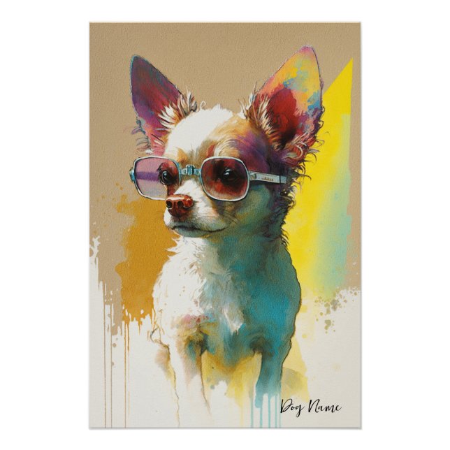 Póster The Chihuahua Dog With Sunglasses - Composition005 (Anverso)
