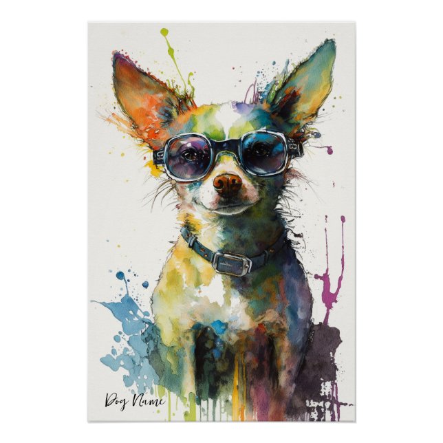 Póster The Chihuahua Dog With Sunglasses - Composition007 (Anverso)