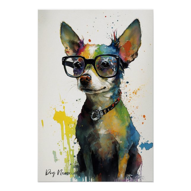 Póster The Chihuahua Dog With Sunglasses - Composition010 (Anverso)
