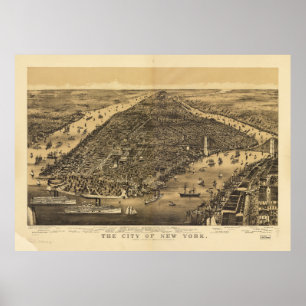 Póster The City of New York by Currier & Ives (1889)