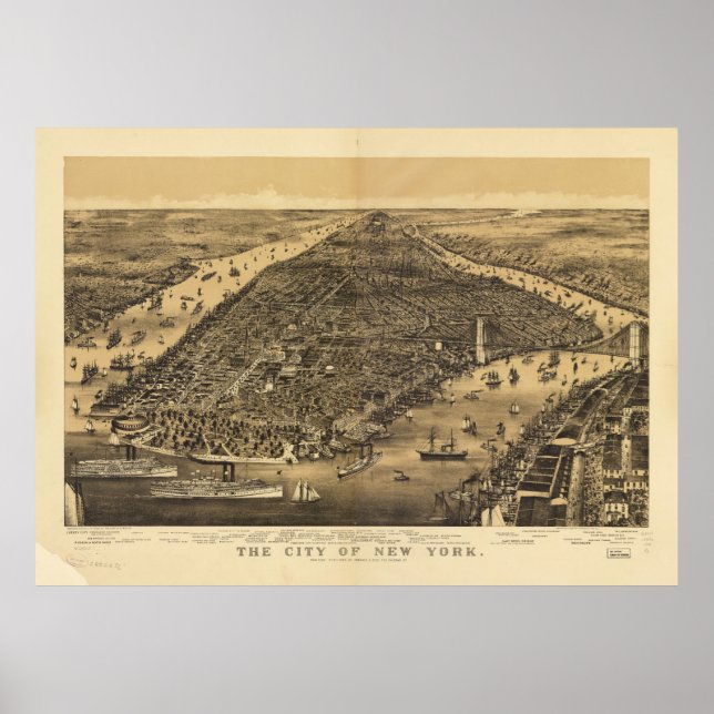 Póster The City of New York by Currier & Ives (1889) (Frente)