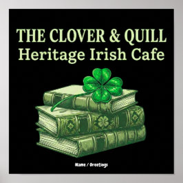Póster The Clover & Quill: Café Irlandés Patrimonio Celta