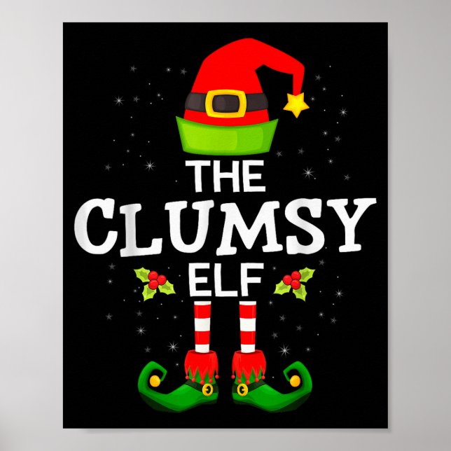 Póster The Clumsy Elf Christmas Family Matching Pajama  (Frente)