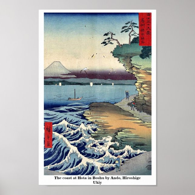 Póster The coast at Hota in Boshu by Ando, Hiroshige Ukiy (Frente)