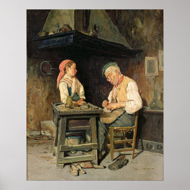 Póster The Cobbler's Shop, 1874 (aceite en panel) (Frente)
