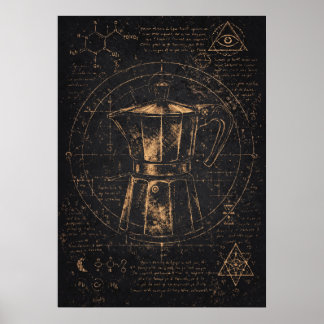 Póster The Coffee Alchemist, Mystic Caffeine Abstract Art