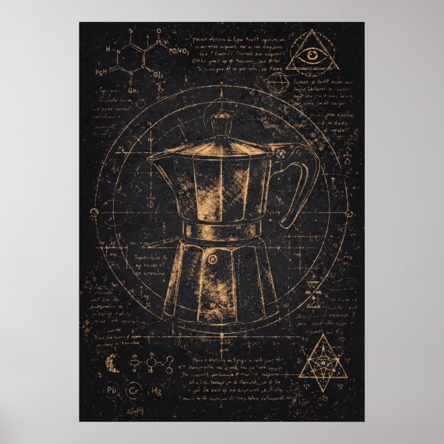 Póster The Coffee Alchemist, Mystic Caffeine Abstract Art (Frente)