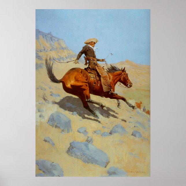Póster The Cowboy de Frederic Remington (1902) (Frente)