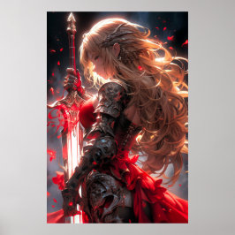 Póster The Crimson Knight | Anime Warrior Princess Art