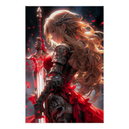 Póster The Crimson Knight | Anime Warrior Princess Art