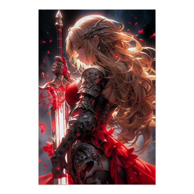Póster The Crimson Knight | Anime Warrior Princess Art (Anverso)