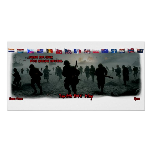 Póster The D Day on June 6th 1944 on a White Paper (Anverso)