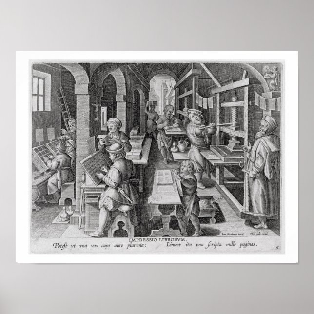 Póster The Development of Printing, plate 5 from 'Nova Re (Frente)