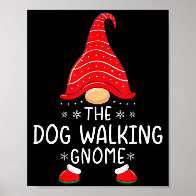 Póster The Dog Walking Gnome Xmas Family Matching Funny C (Frente)
