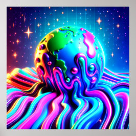 Póster The Earth in Vivid Color on a 24x24 Square Wall 