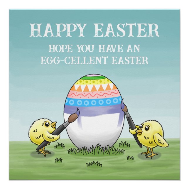 Póster The Easter egg is painted by the chicks (Anverso)