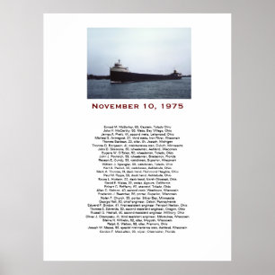 Póster The Edmund Fitzgerald con nombres de la tripulació