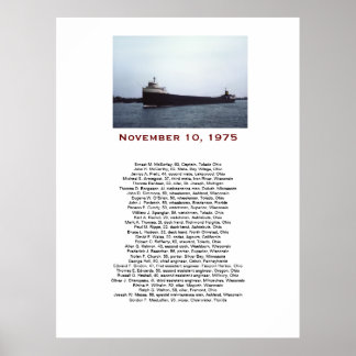 Póster The Edmund Fitzgerald with Crew Names Gift Box