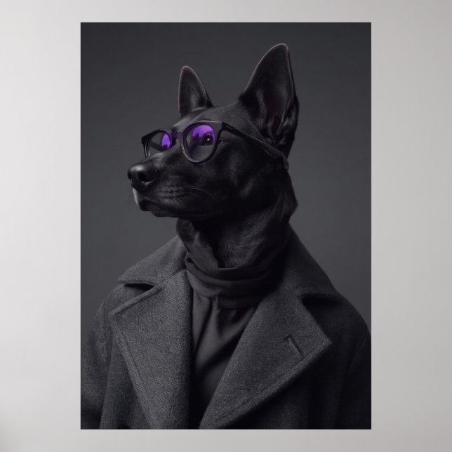 Póster The Elegant Black Dog in Turtleneck and Coat (Frente)