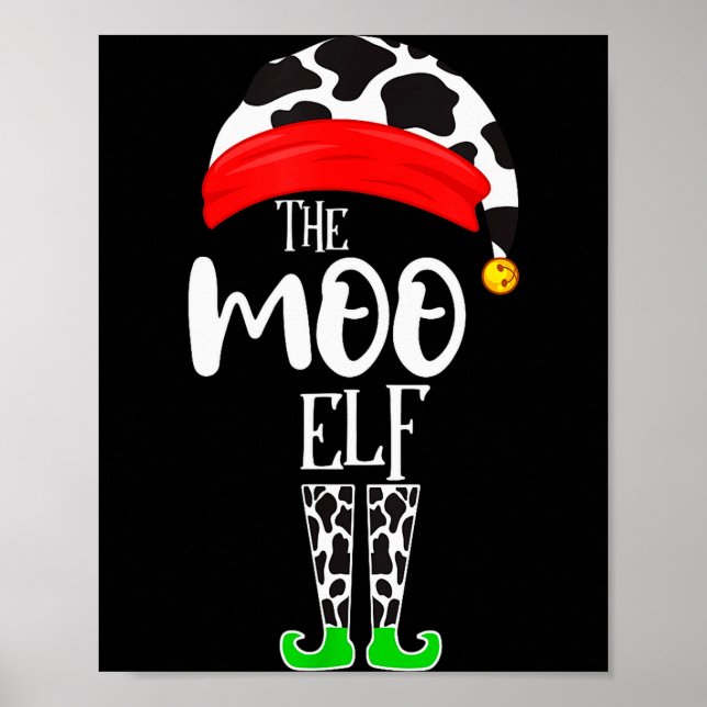 Póster The Elf Moo Cow Funny Christmas Elf Family Matchin (Frente)