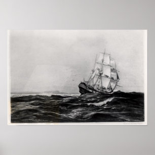Póster The Endeavour at Sea, 1900, engraved by Lowy