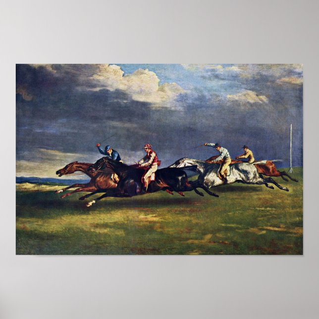 Póster The Epsom Derby By Géricault Jean Louis Théodore ( (Frente)