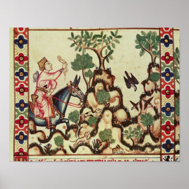 Póster The Falcon Hunt, from the manuscript (Frente)