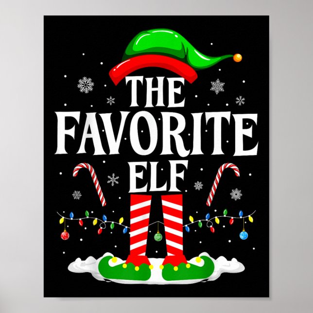 Póster The Favorite Elf Funny Xmas Matching Family Christ (Frente)