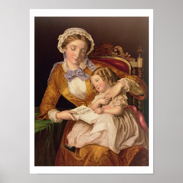 Póster The First Lesson, pub. por Baxter, 1855 (edición i (Frente)