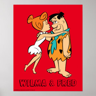 Póster The Flintstones Wilma Kissing Fred