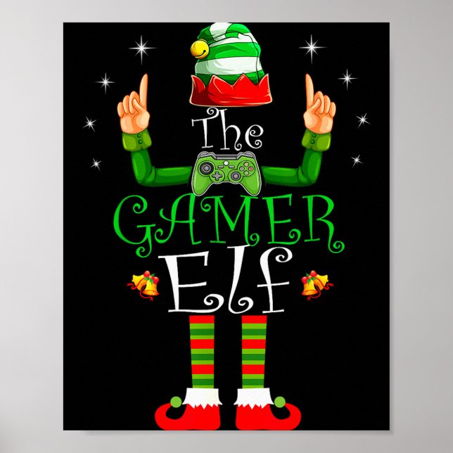 Póster The Gamer Elf Matching Family Christmas Pajama Shi (Frente)