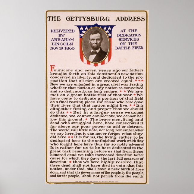 Póster The Gettysburg Address by Abraham Lincoln 1863 (Frente)