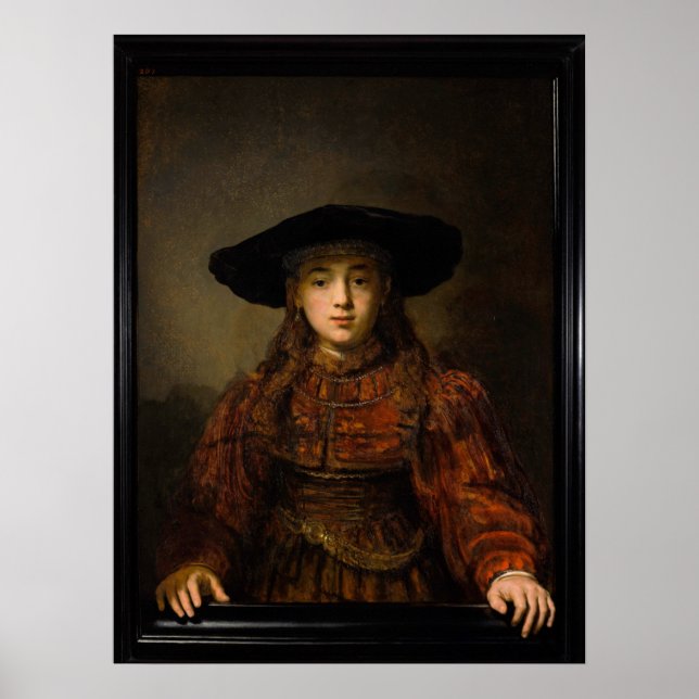 Póster The Girl in a Picture Frame by Rembrandt (Frente)